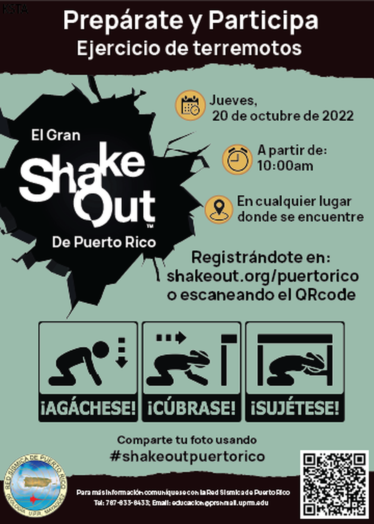 Red Sísmica de Puerto Rico del RUM invita a participar de El Gran Puerto Rico ShakeOut 2022