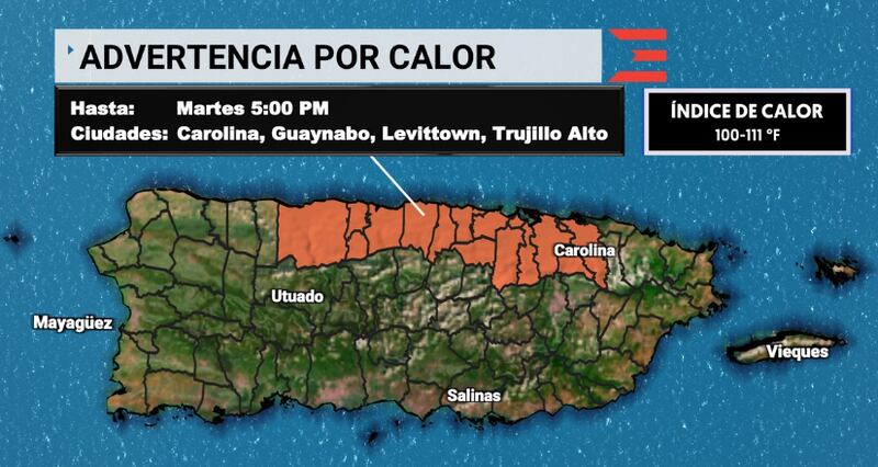 Emiten advertencia de calor para más de 10 municipios de Puerto Rico.