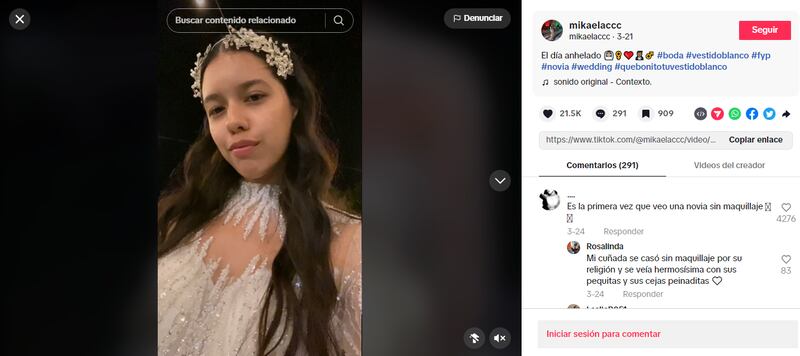 Esta novia se ha robado la atención en internet por ir sin maquillaje a su boda